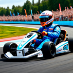 **

"A skilled KartRider racer, fully clothed in a stylish racing suit with sponsor logos, appropriate attire, driving a sleek kart on a brightly colored track filled with power-up items. The background shows cheering crowds and vibrant scenery. Safe for work, professional, perfect anatomy, natural pose, high-resolution digital painting."

**